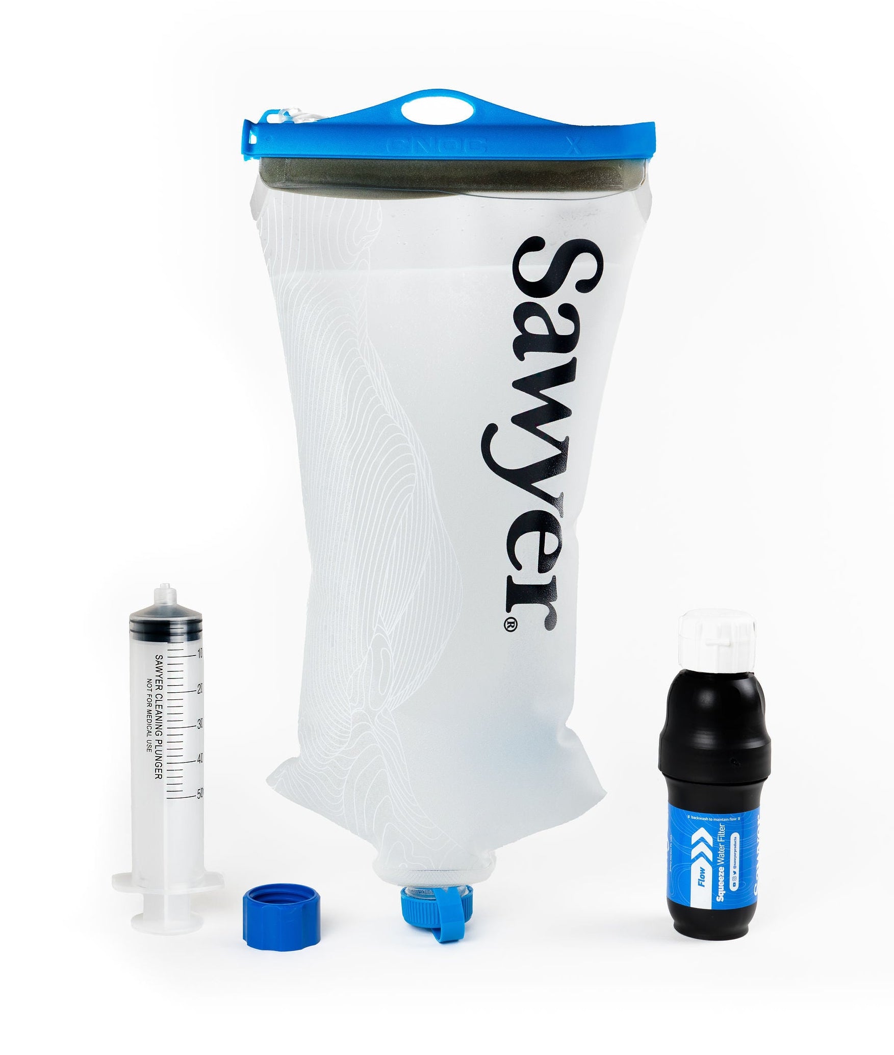 Filtre à Eau Sawyer Squeeze Avec Bouteille Cnoc 1L - Système De Filtration Léger Pour Randonnée