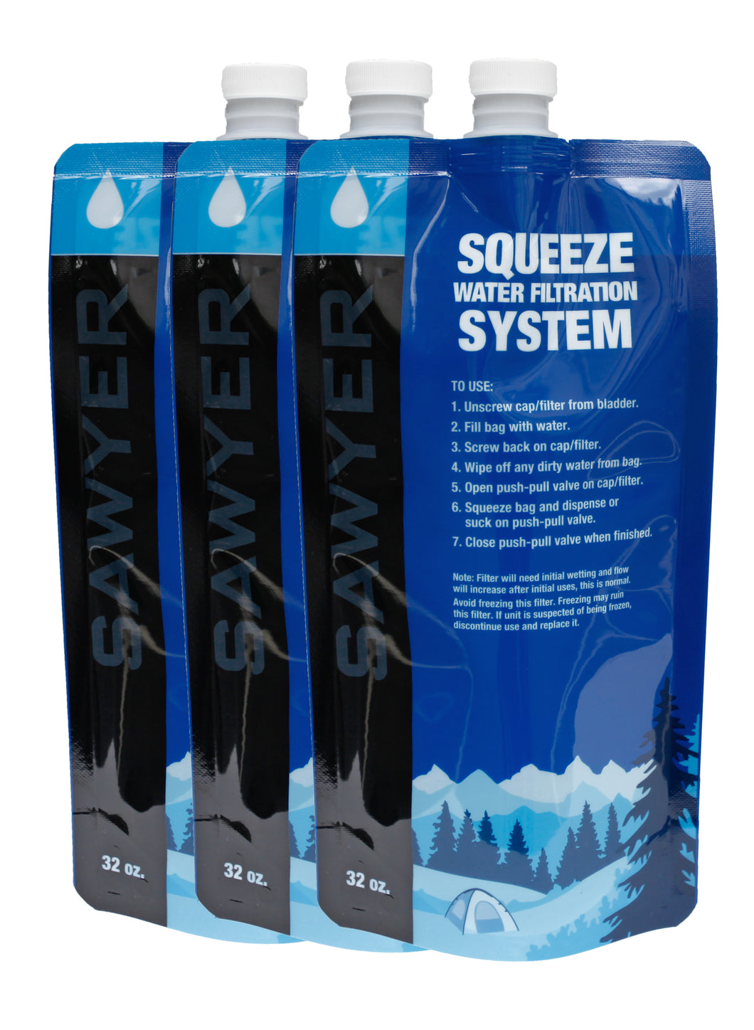 SP113 - Includes Three - 32 oz Sawyer Squeeze Pouches